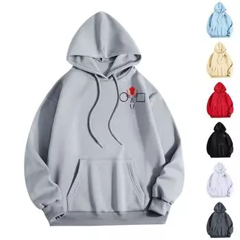 Женская мода O-образный вырез с длинным рукавом и принтом, толстовка с капюшоном L бежевый