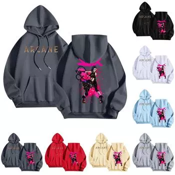 Женская мода O-образный вырез с длинным рукавом и принтом, толстовка с капюшоном L