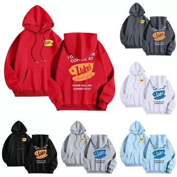 Женская мода O-образный вырез с длинным рукавом и принтом, толстовка с капюшоном XXL чёрный