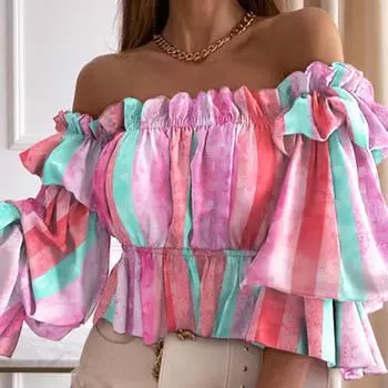 Женская мода одно плечо плиссированная рубашка модная сто прилив устойчивая к складкам короткий рукав S белый