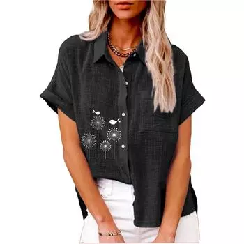 Женская мода, однотонная футболка, летняя и осенняя футболка с коротким рукавом на пуговицах, женская повседневная футболка с воротником с лацканами, свободные блузки S белый