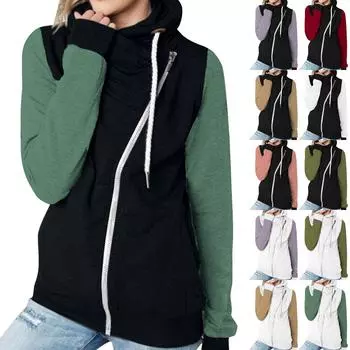 Женская мода, однотонная однотонная повседневная толстовка с длинными рукавами и завязками на шнуровке, пальто S