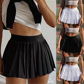 Женская мода, однотонная плиссированная юбка с высокой талией, тонкая молния, сексуальная юбка L белый