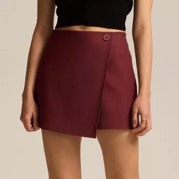 Женская мода однотонная юбка-брюки нестандартного кроя с высокой талией, застегивающаяся на молнию и пуговицу, шорты S винный