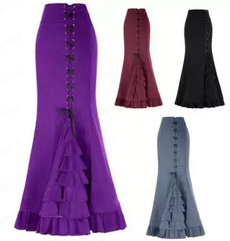 Женская мода однотонная винтажная бандажная юбка-русалка XL чёрный