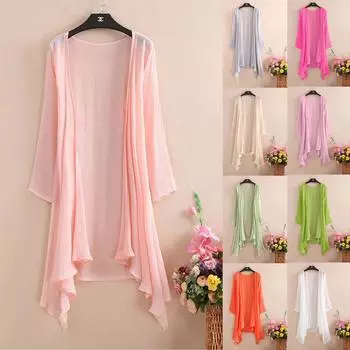 Женская мода однотонное нерегулярное хлопково-льняное пальто-кардиган средней длины One Size розовый