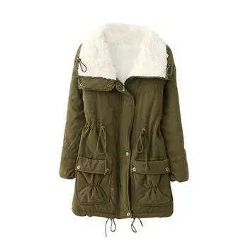 Женская мода, однотонное осеннее и зимнее бархатное хлопковое пальто с завязками из баранины, куртка S красный