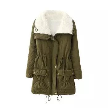 Женская мода, однотонное осеннее и зимнее бархатное хлопковое пальто с завязками из баранины, куртка S чёрный