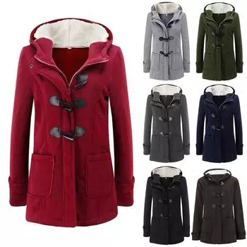 Женская мода однотонное пальто с карманом и капюшоном из бычьего рога, застегивающееся на молнию, куртка, пальто XXXXL