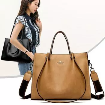 Женская мода однотонные сумки из искусственной кожи женские новые большие вместительные простые сумки женские роскошные дизайнерские сумки через плечо