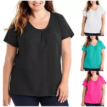 Женская мода, однотонные свободные топы, футболка с короткими рукавами, топы с v-образным вырезом больших размеров XXXXL белый