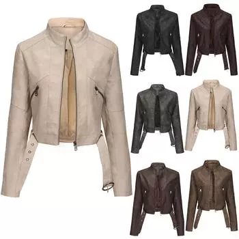 Женская мода однотонный карманный кардиган повседневная свободная куртка пальто L бежевый