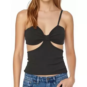 Женская мода однотонный полый тонкий жилет-топ L чёрный