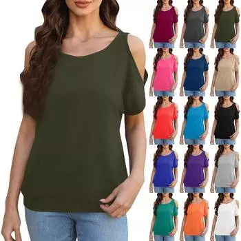 Женская мода, однотонный свободный повседневный топ без бретелек с круглым вырезом L армия зеленый