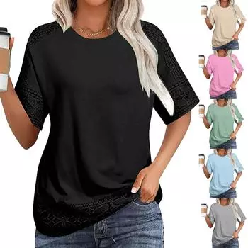 Женская мода однотонный свободный пуловер скелет разрез рукава круглый вырез футболка топ L