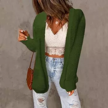 Женская мода, однотонный свободный свитер, куртка, вязаный кардиган, разноцветный кардиган, трикотаж M