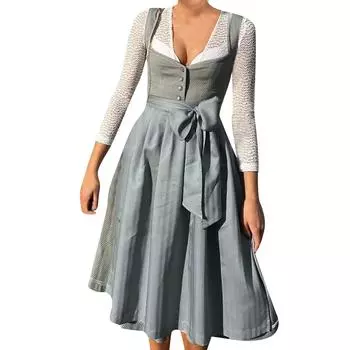 Женская мода Октоберфест сценические костюмы L светло-серый