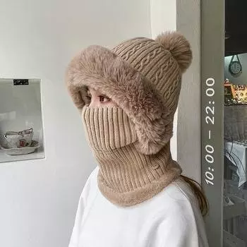 Женская мода осень и зима теплая вязаная шапка шарф комплект с флисовой подкладкой защита от холода утеплитель для шеи защита ушей