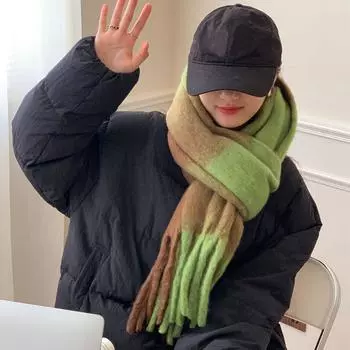 Женская мода осень и зима утолщенный теплый длинный шарф большая клетчатая шаль двухцветная кисточка пашмина