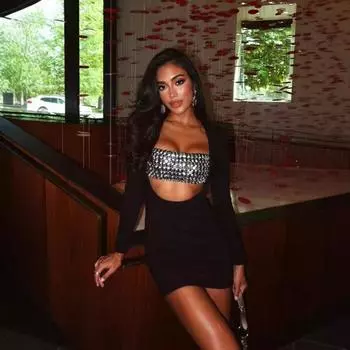 Женская мода осень сексуальный Hollow Hot Diamond Spice Girls короткий мешок ягодицы платье S чёрный