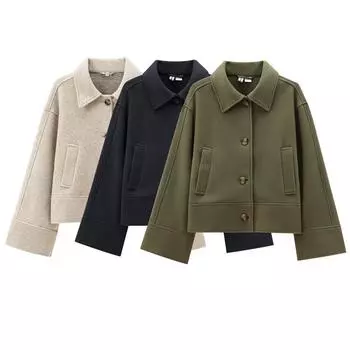 Женская мода осень зима карман свободного покроя пальто куртка с длинными рукавами однобортный лацкан пальто шикарные женские Mujer L белый