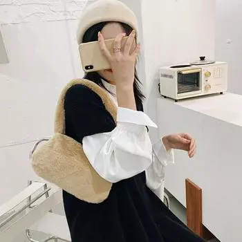 Женская мода осень зима плюшевая мягкая пушистая сумка через плечо подмышкой E