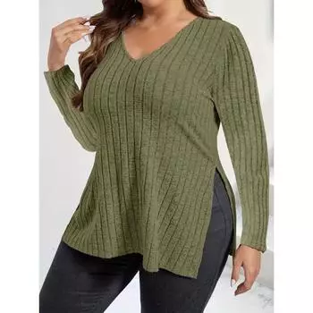 Женская мода осень-зима повседневные однотонные принты с длинным рукавом и V-образным вырезом блузки и рубашки XL чёрный