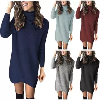 Женская мода осень/зима с двумя лацканами и полым пуловером, платье-свитер XXL чёрный