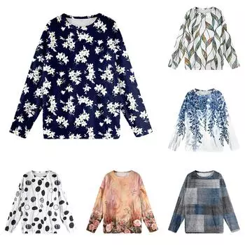 Женская мода осень-зима с принтом, длинные рукава, женские пижамы, топы L синий