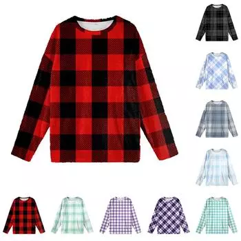 Женская мода осень-зима с принтом, длинные рукава, женские пижамы, топы L чёрный