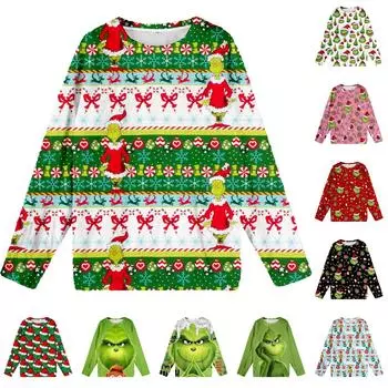 Женская мода осень-зима с принтом, длинные рукава, женские пижамы, топы M зелёный