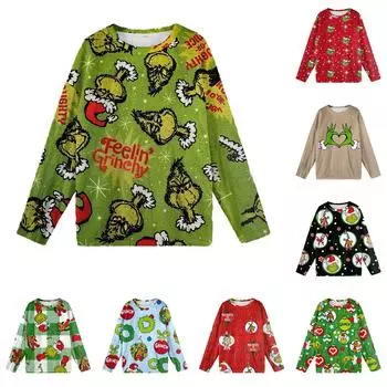 Женская мода осень-зима с принтом, длинные рукава, женские пижамы, топы XL киноварь