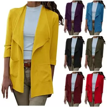 Женская мода, осенне-зимний новый однотонный кардиган, пальто с шалью, топ L