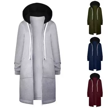 Женская мода осенне-зимний свободный повседневный кардиган на молнии с длинными рукавами и стеганой курткой-свитером L