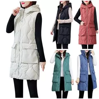 Женская мода осенне-зимний жилет и пуховик Топы XL зелёный