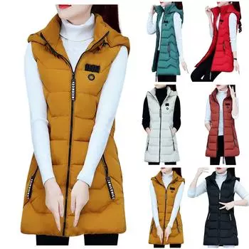 Женская мода осенне-зимний жилет и пуховик Топы XXXL чёрный