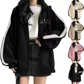 Женская мода осенне-зимняя утолщенная теплая куртка-свитер на молнии с капюшоном L бежевый