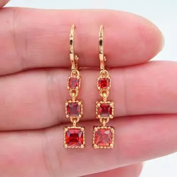 Женская мода озеро синий кубический цирконий CZ квадратные блоки висячие серьги ювелирные изделия озеро синий