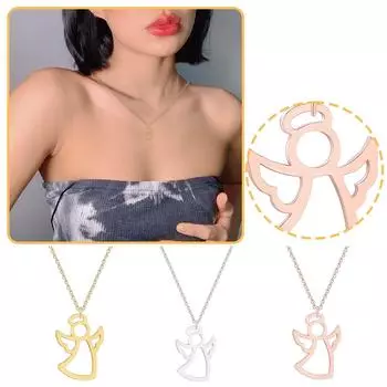 Женская мода ожерелье с подвеской в виде ангела, минималистичные повседневные украшения One Size золотой