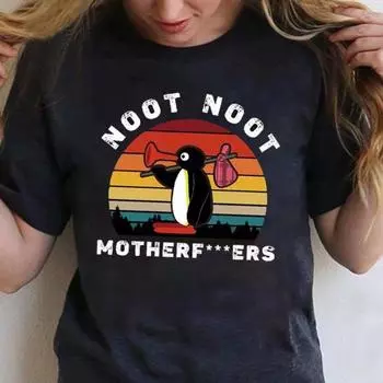 Женская мода Pingu Noot Noot Motherfu*kers винтажная мужская футболка с коротким рукавом хлопковая футболка