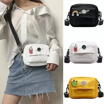 Женская мода Планета Холщовые сумки Студенческая сумка через плечо белый