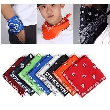 Женская мода платок шейный платок пейсли бандана напульсник печатные квадратные шарфы повязка для волос чёрный