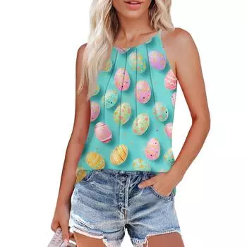 Женская мода плиссированный жилет подтяжки топ L циан