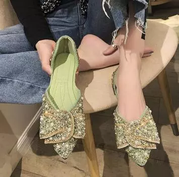 Женская мода плоские туфли с кристаллами женские туфли с острым носком туфли для вечеринок плоские мокасины мягкие подошвы женские сандалии размер 35-40 Zapatos De Muje 35