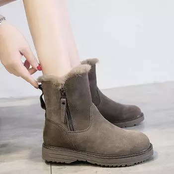 Женская мода Plus Velvet Короткие сапоги Зимние сапоги Теплые зимние походные ботинки 35