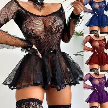 Женская мода подтяжки ремень сексуальная марля перспектива ночная рубашка нижнее белье чёрный