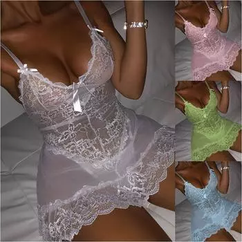 Женская мода Подтяжки Ремень Сексуальная ночная рубашка Нижнее белье XXXL синий