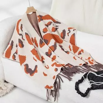 Женская мода полосатая бахрома вязаная шаль накидка накидка по всей длине накидка с шарфом свитер One Size бежевый