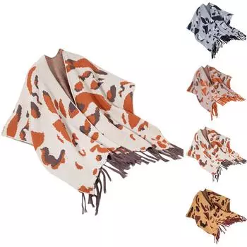 Женская мода полосатая бахрома вязаная шаль накидка накидка по всей длине накидка с шарфом свитер One Size бежевый