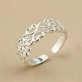 Женская мода полые сердца любви регулируемые ювелирные изделия посеребренное открытое кольцо подарок